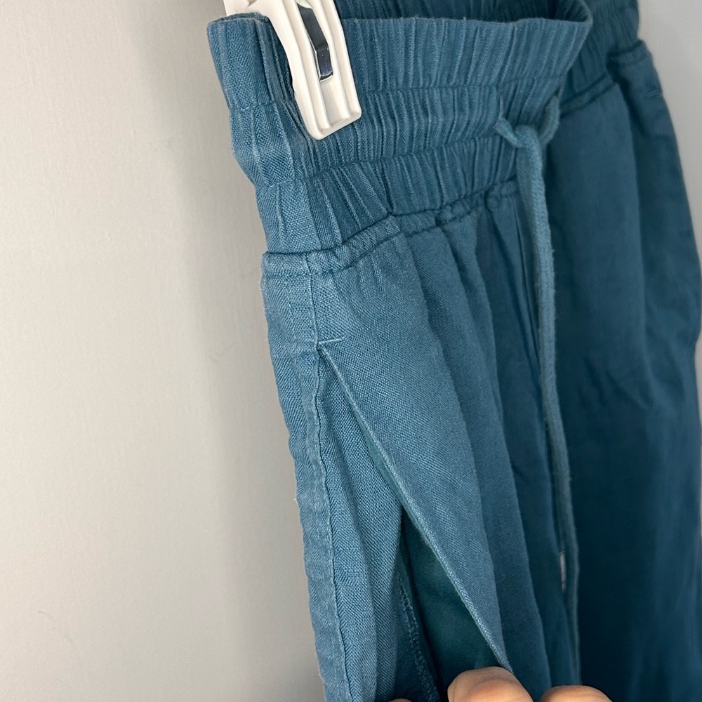 QUNICE TEAL 100% LINEN PULL ON PANTS SIZE SMALL - Picture 5 of 9